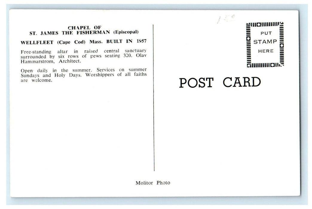 1957 Chapel of St. James The Fisherman Wellfleet Massachusetts MA Postcard