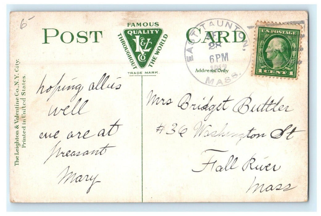 1912 St Mary's Church and Square, Taunton, Massachusetts MA Antique Postcard