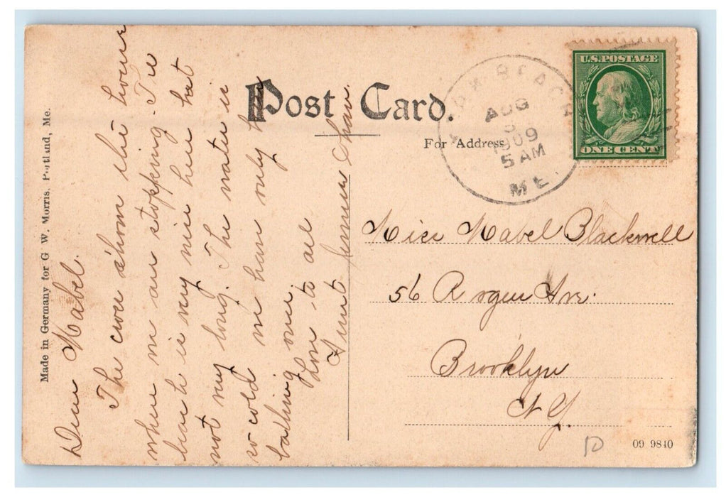 1909 A View Of Shorts Sands York Beach Maine ME Posted Antique Postcard