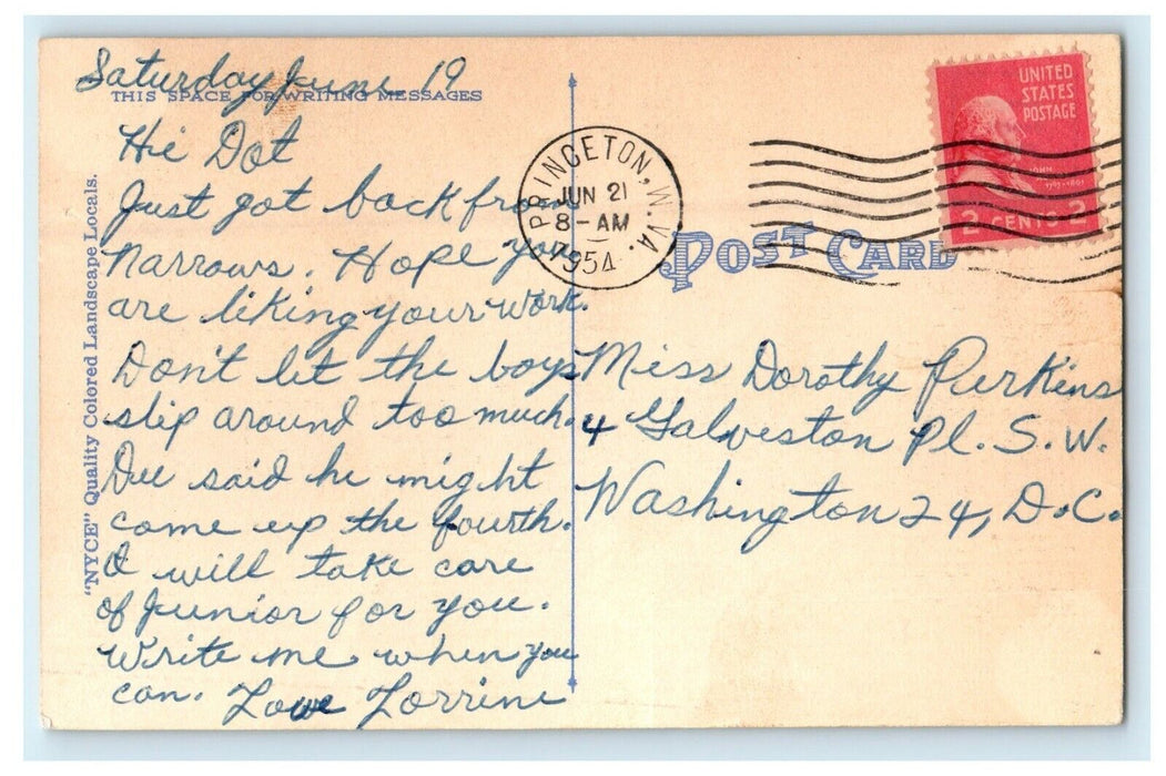 1944 Greetings From Narrows Virginia VA, River Canoeing Postcard