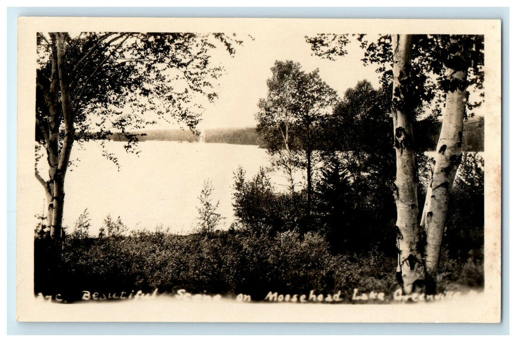 c1940’s Beautiful Scene at Moosehead Lake Greenville Maine ME RPPC Postcard