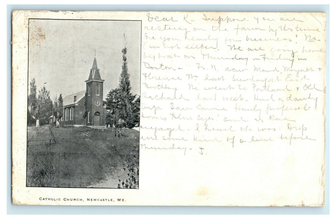 1906 Catholic Church Newcastle Maine ME Joice Gardiner Posted Postcard