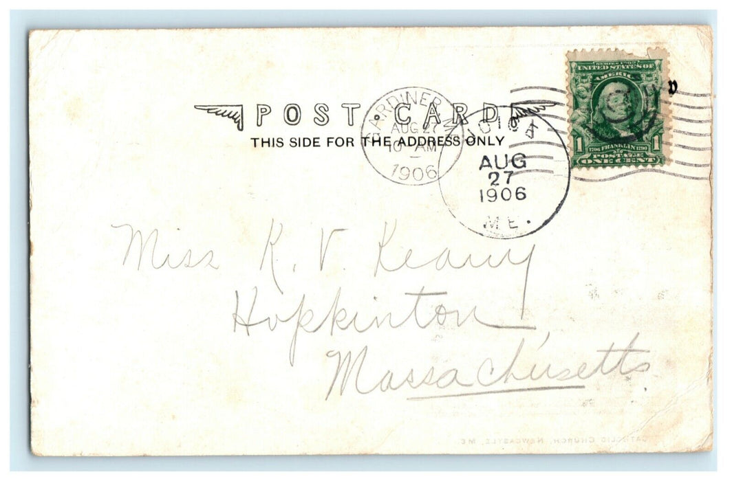 1906 Catholic Church Newcastle Maine ME Joice Gardiner Posted Postcard