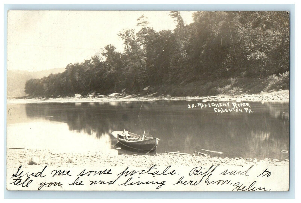 1907 Allegheny River Boat Emlenton Pennsylvania PA RPPC Photo Antique Postcard