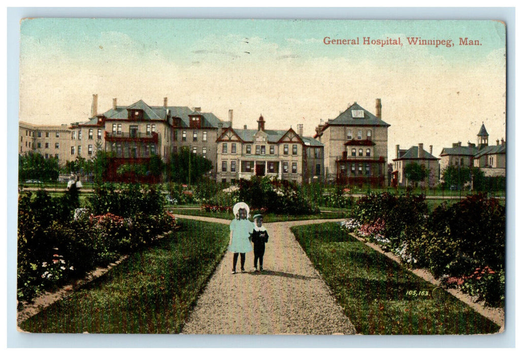 1911 General Hospital Winnipeg Manitoba Canada Posted Antique Postcard