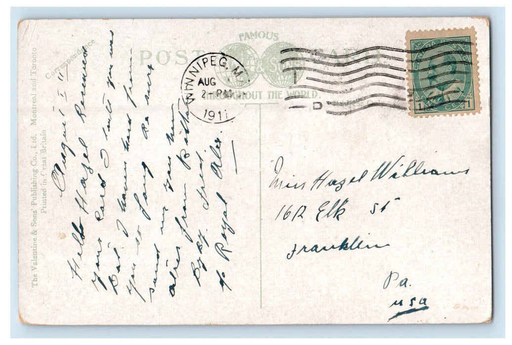 1911 General Hospital Winnipeg Manitoba Canada Posted Antique Postcard