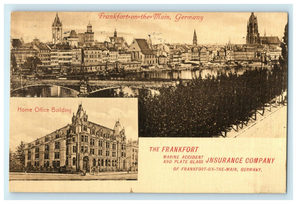 1909 Frankfurt Insurance Co. Advertising Hudson Term Station New York Postcard