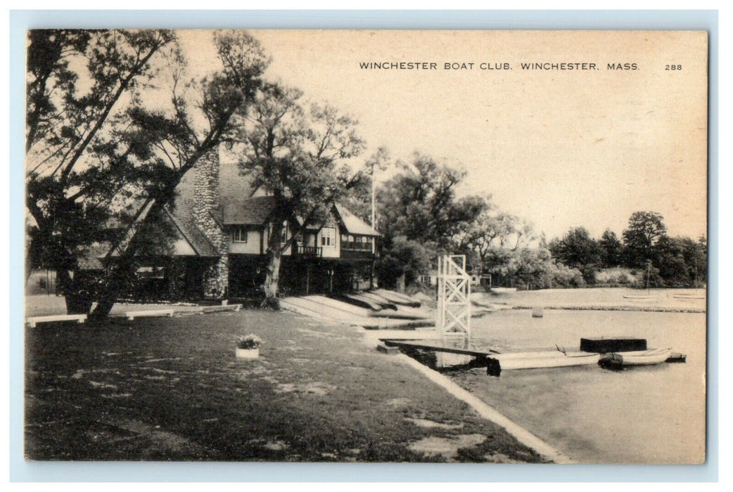 1945 Winchester Boat Club Lake Scene Massachusetts MA Posted Vintage Postcard
