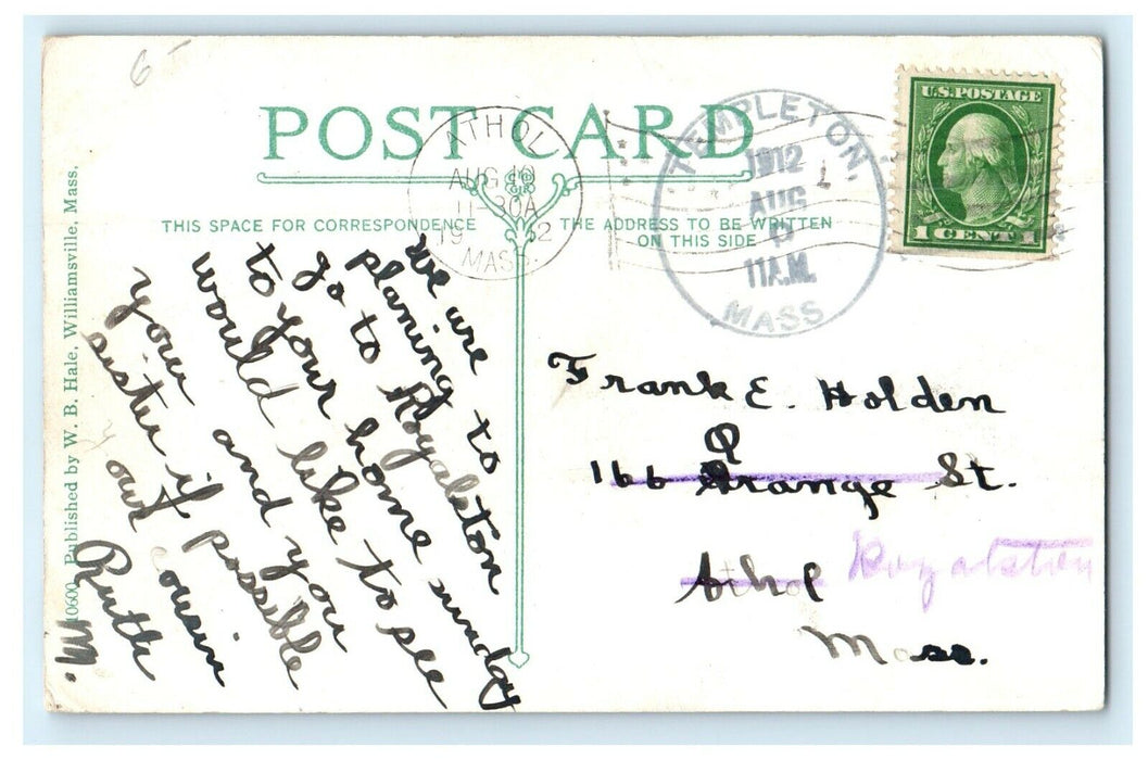 1912 Noonday at Templeton Center , Taunton, Massachusetts MA Antique Postcard