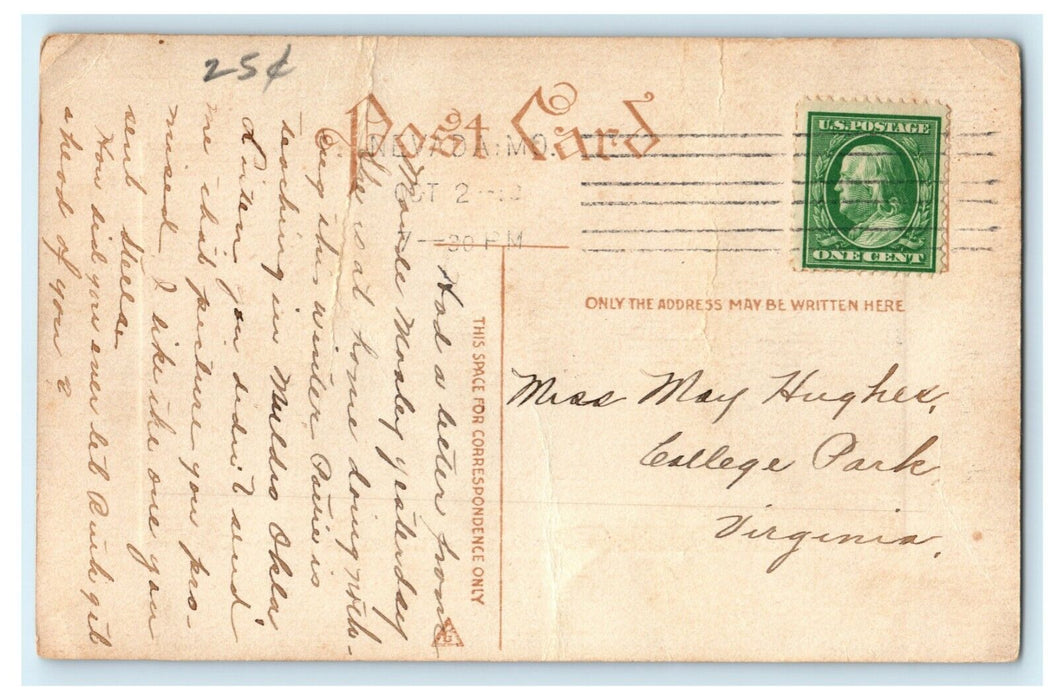 924 West Arch Nevada Missouri Victorian Woman Letter 1910 Postcard