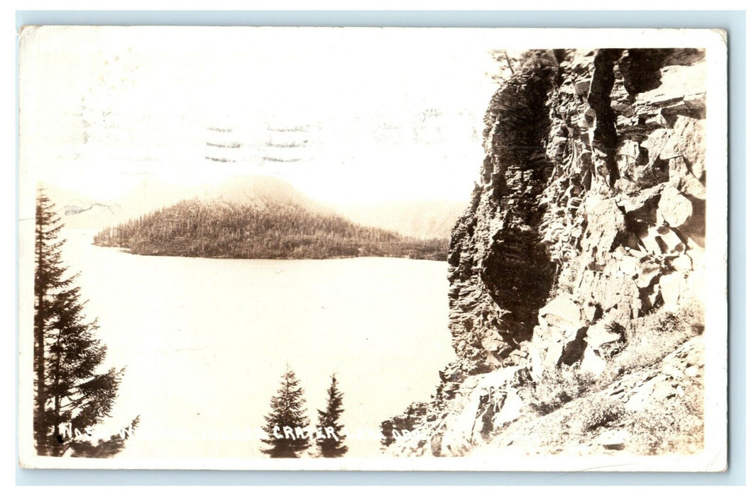 1917 Wizard Island Crater Lake Oregon OR RPPC Photo Posted Medford Postcard