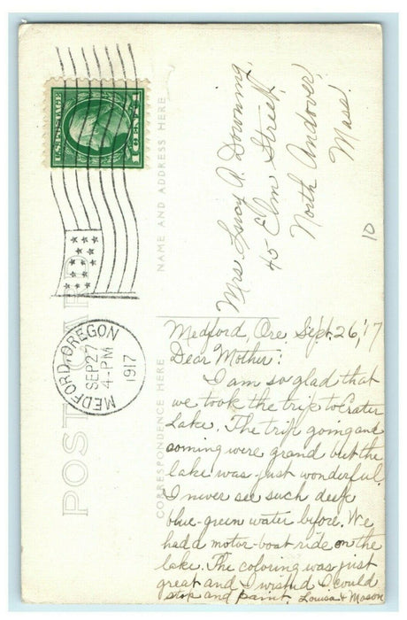 1917 Wizard Island Crater Lake Oregon OR RPPC Photo Posted Medford Postcard