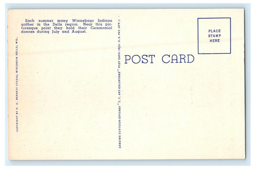 c1940's Winnebago Indians At Demon's Anvil Wisconsin Dells WI Vintage Postcard