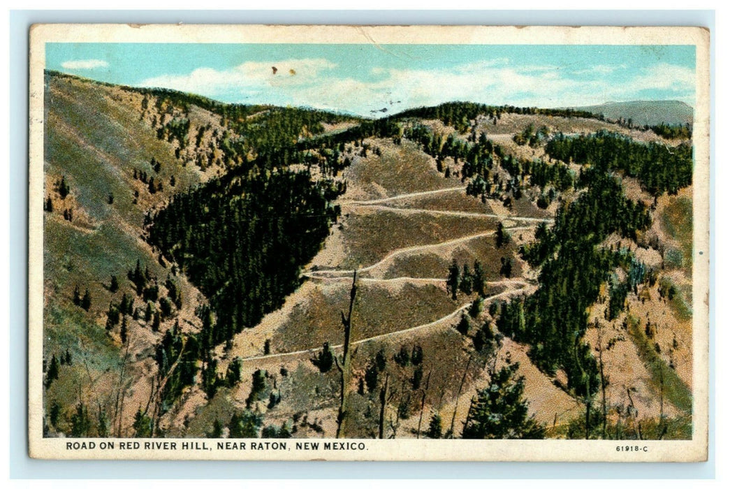 Road on Red River Hill Near Raton New Mexico Desert Postcard Vintage