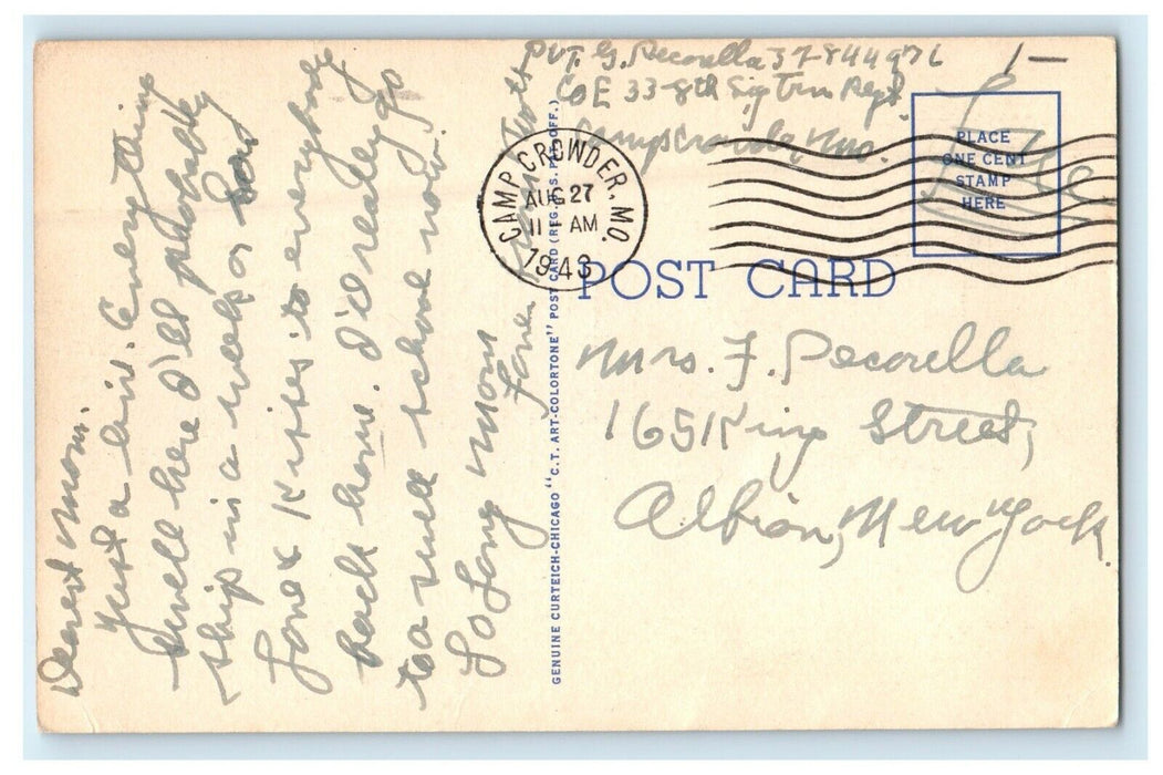 1943 Greetings From Missouri MO, Large Letters WW2 Soldier Mail Postcard