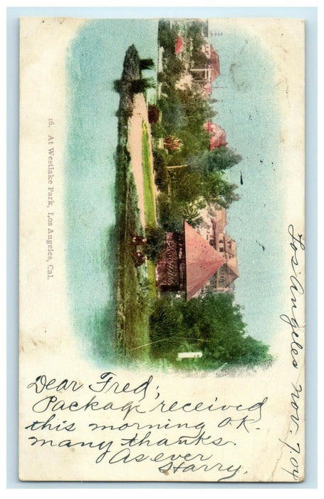 1904 At Westlake Park, Los Angeles California CA PMC Posted Antique Postcard