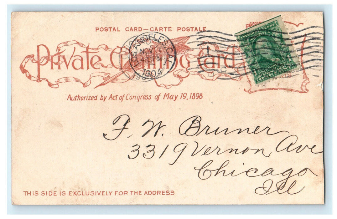 1904 At Westlake Park, Los Angeles California CA PMC Posted Antique Postcard