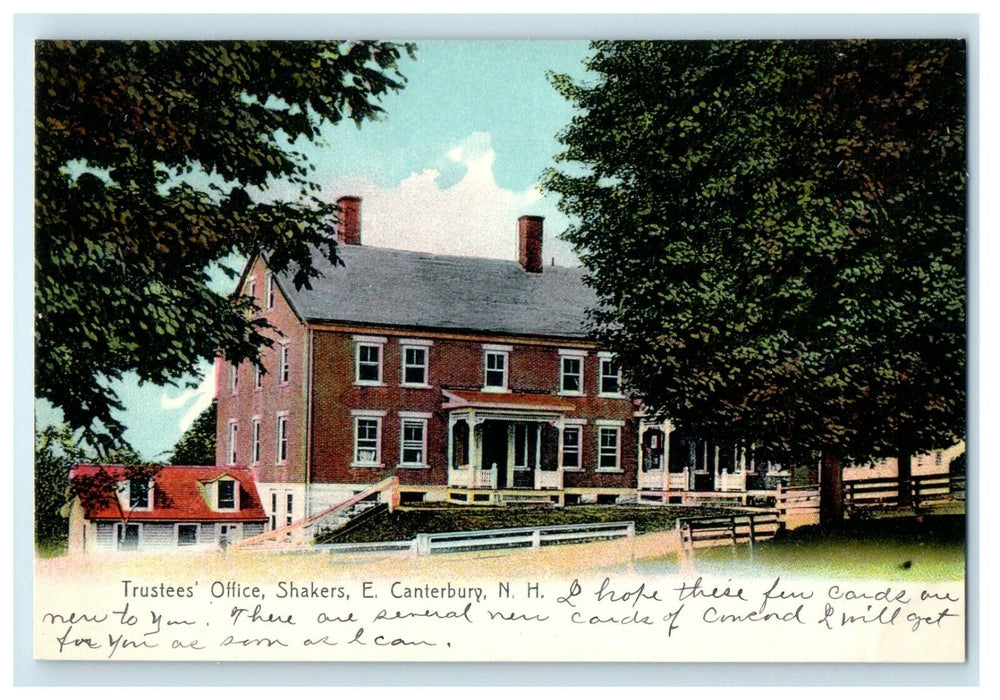 c1905 Trustees Office Shakers East Canterbury New Hampshire NH Antique Postcard