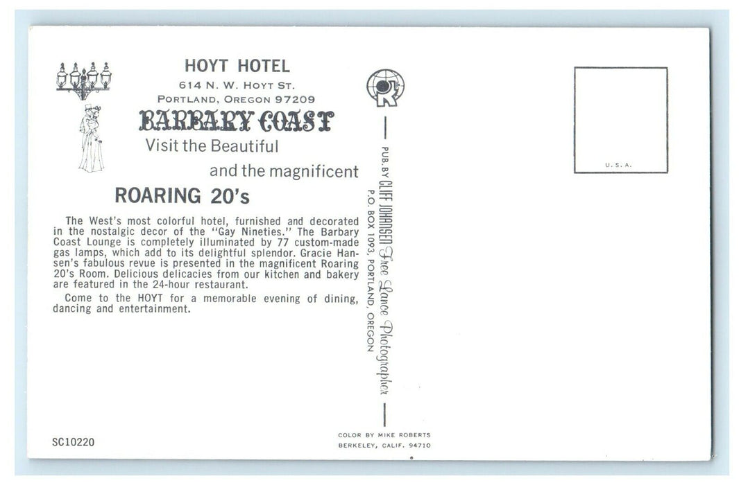 Portland Oregon OR, Hoyt Hotel Barbary Coast Roaring 20's Postcard