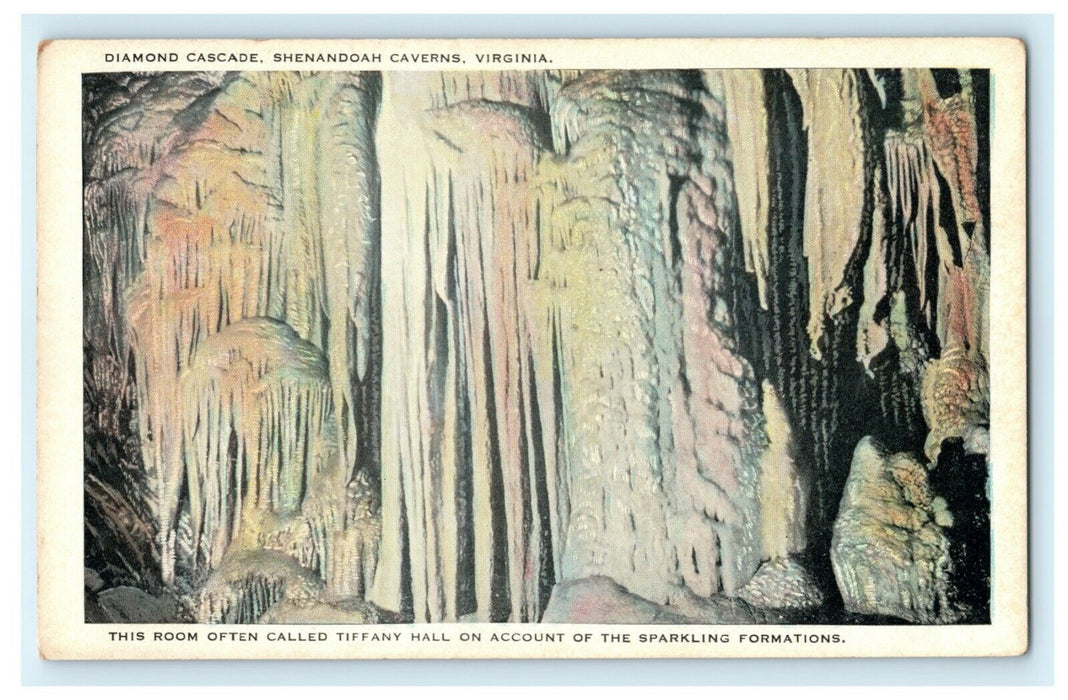 Diamond Cascade Shenandoah Caverns Virginia Postcard Vintage