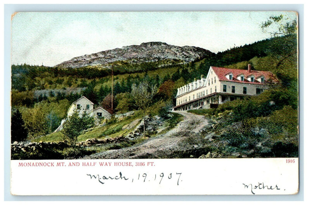 1907 Monadnock Mountain And Half Way House New Hampshire NH Antique Postcard