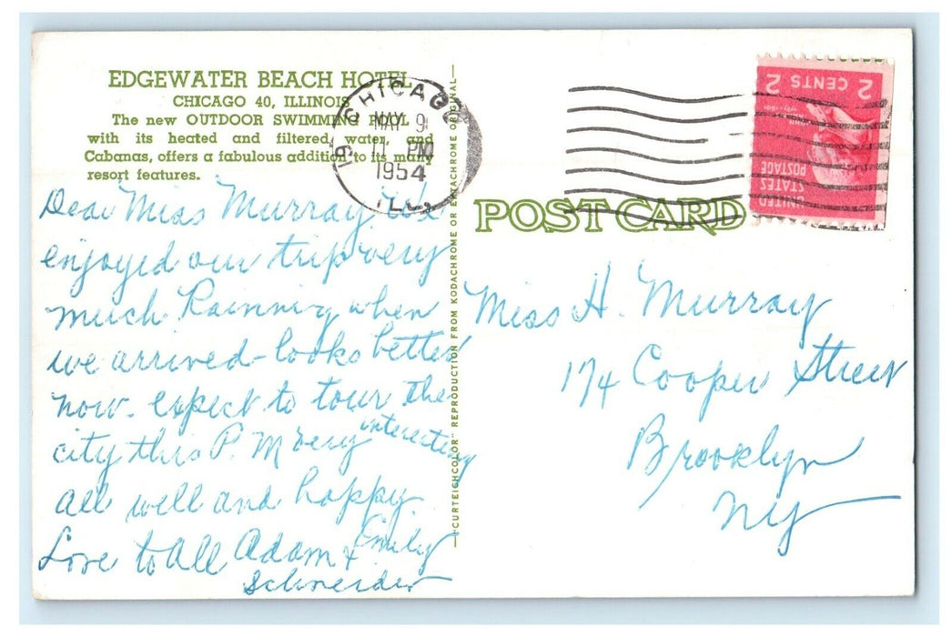 1954 View Of Edgewater Beach Hotel Chicago Illinois IL Vintage Postcard