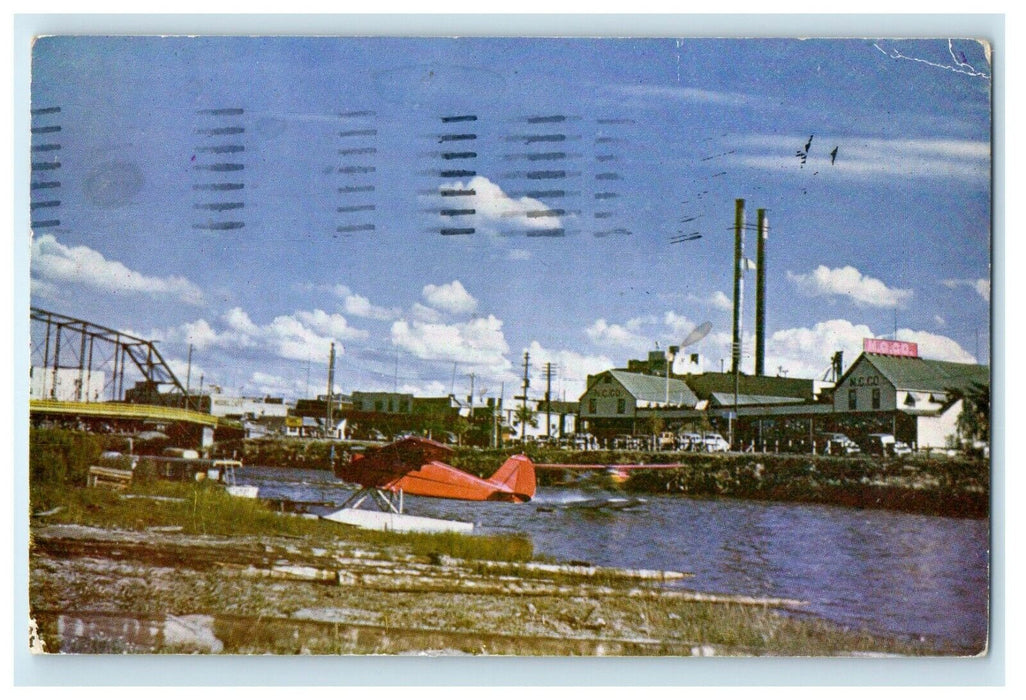 1954 Float Plane Taking Off Chena River Landing Strip Fairbanks Alaska Postcard