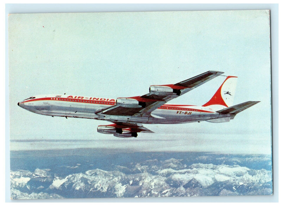 Air India Boeing 707 Aircraft Airplane VT-DJI Advertising Vintage Postcard