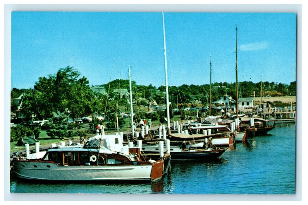 c1950's Pleasure Craft Hyannis Harbor Luxurious Boats Massachusetts MA Postcard