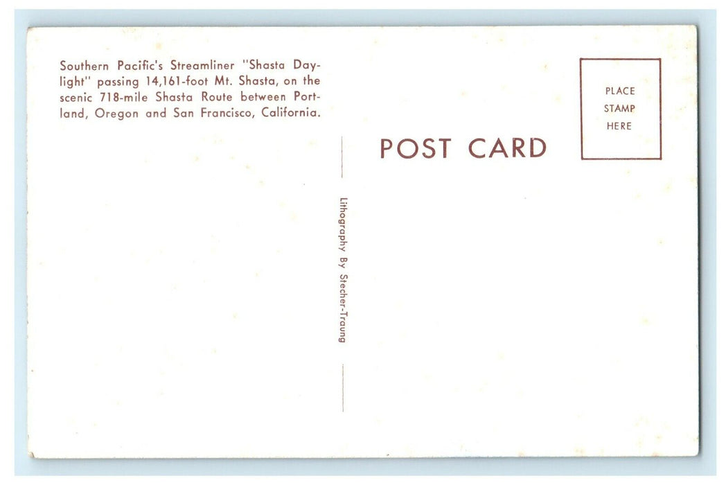 c1950's Southern Pacific Streamliner Train Railroad San Francisco CA Postcard