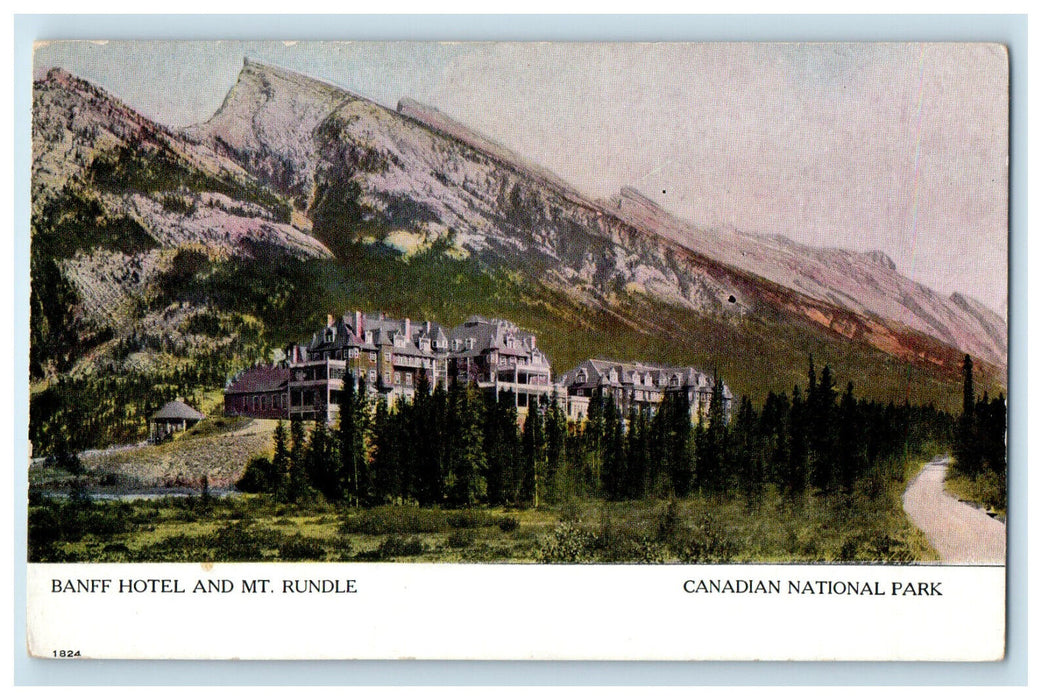 c1910 Banff Hotel and Mt. Bundle Canadian National Park Canada Postcard