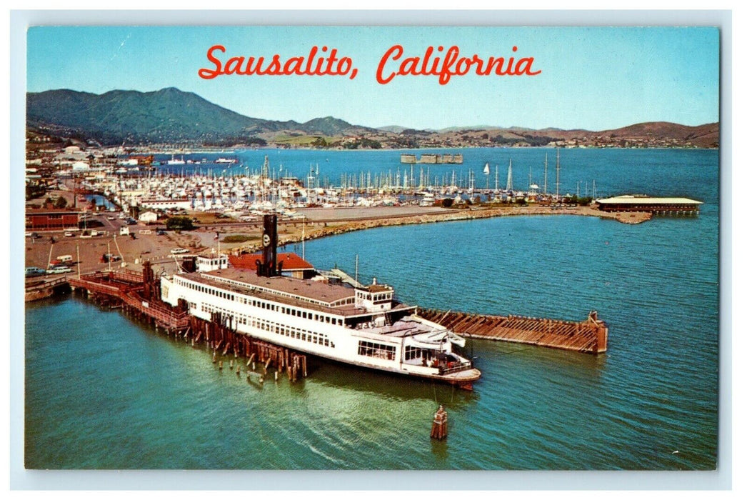 c1950's View Of Sausalito California CA, Ferryboat Berkeley Trade Fair Postcard