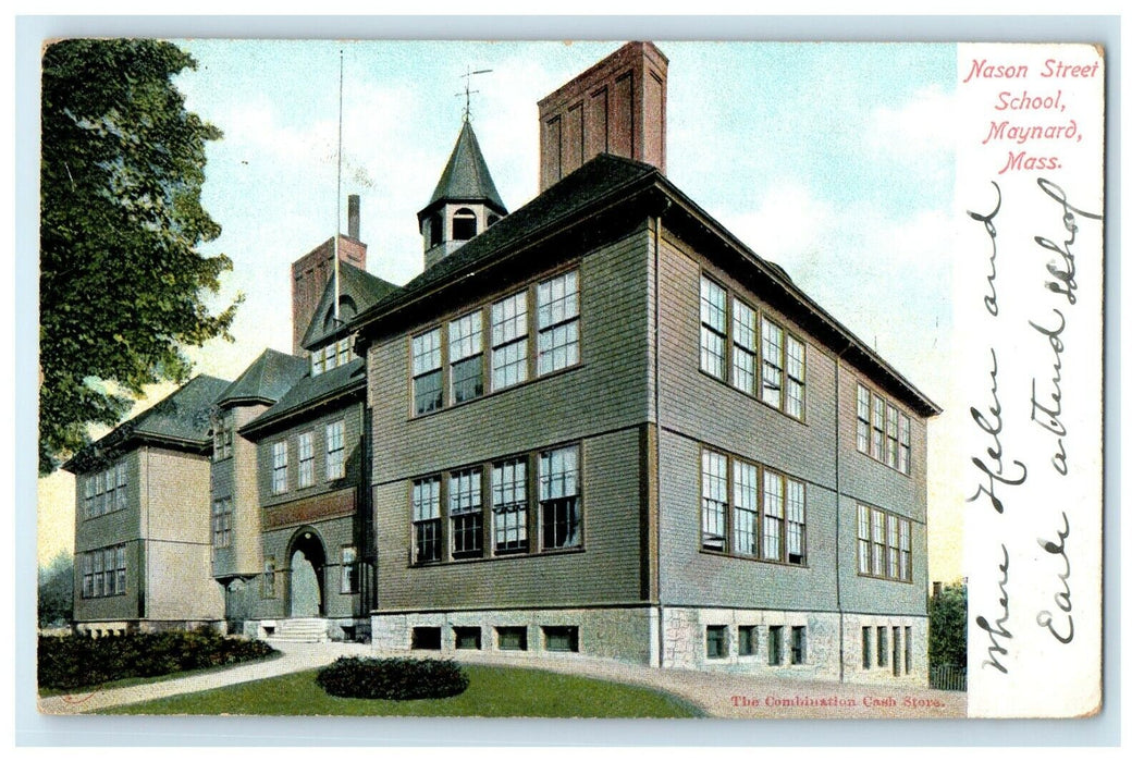 c1905 Nason Street School Maynard Massachusetts MA Undivided Back Postcard