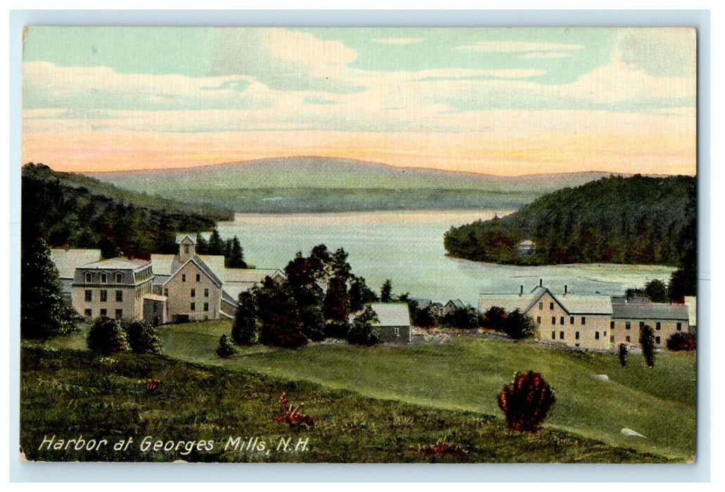 c1910 View Of Harbor At Georges Mill New Hampshire NH Antique Postcard