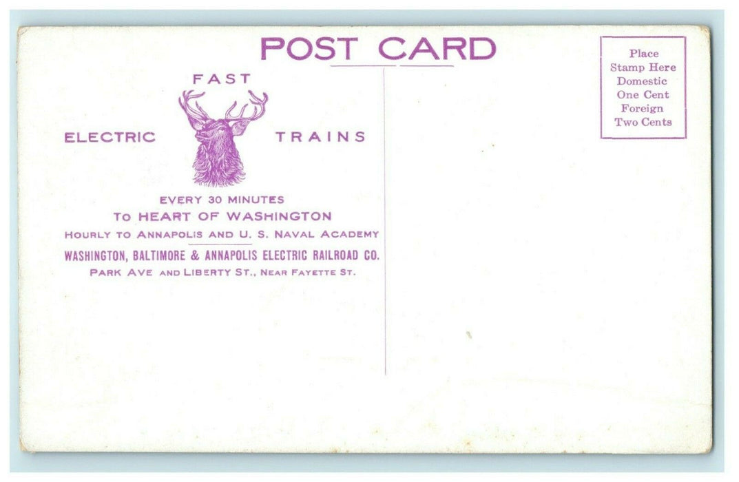 c1910 Multiview Annapolis Maryland MD Electric Train Advertising Postcard