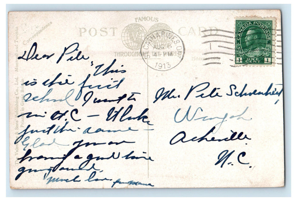 1913 St. Nicholas and Central Schools St. Catharines Ontario Canada Postcard