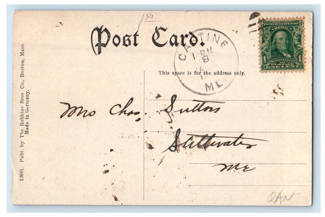 1908 Castine Maine ME, From Nautilus Island Boat View Posted Antique Postcard