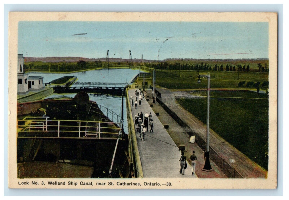 1946 Lock No.3 Welland Ship Canal Near St. Catharines Ontario Canada Postcard