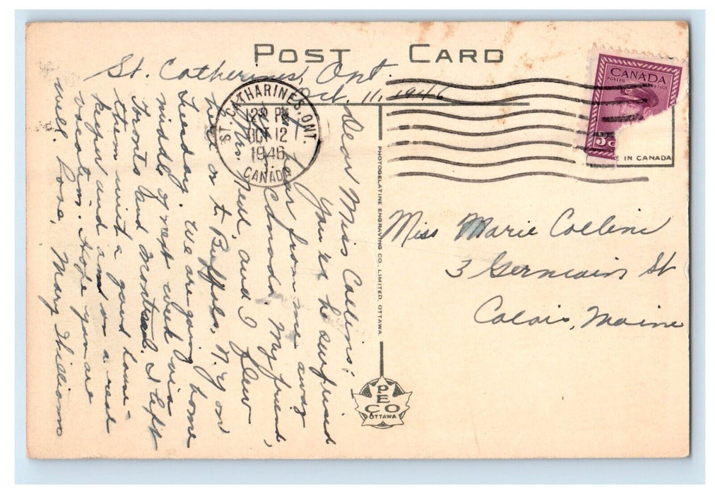 1946 Lock No.3 Welland Ship Canal Near St. Catharines Ontario Canada Postcard