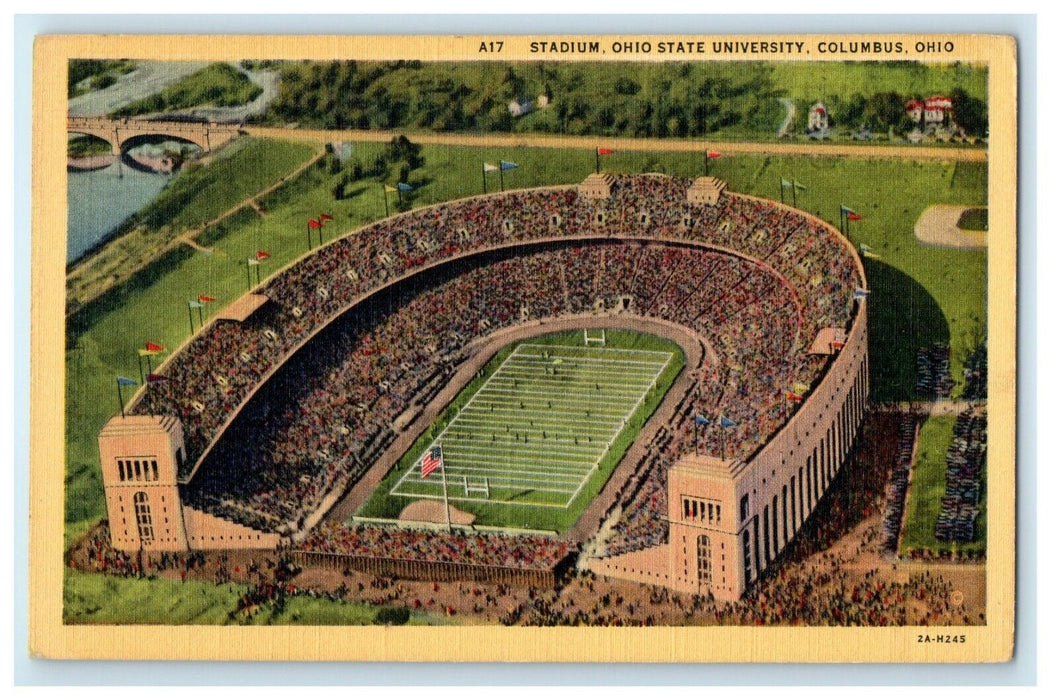 c1940's Aerial View Ohio State Stadium Columbus OH Vintage Postcard