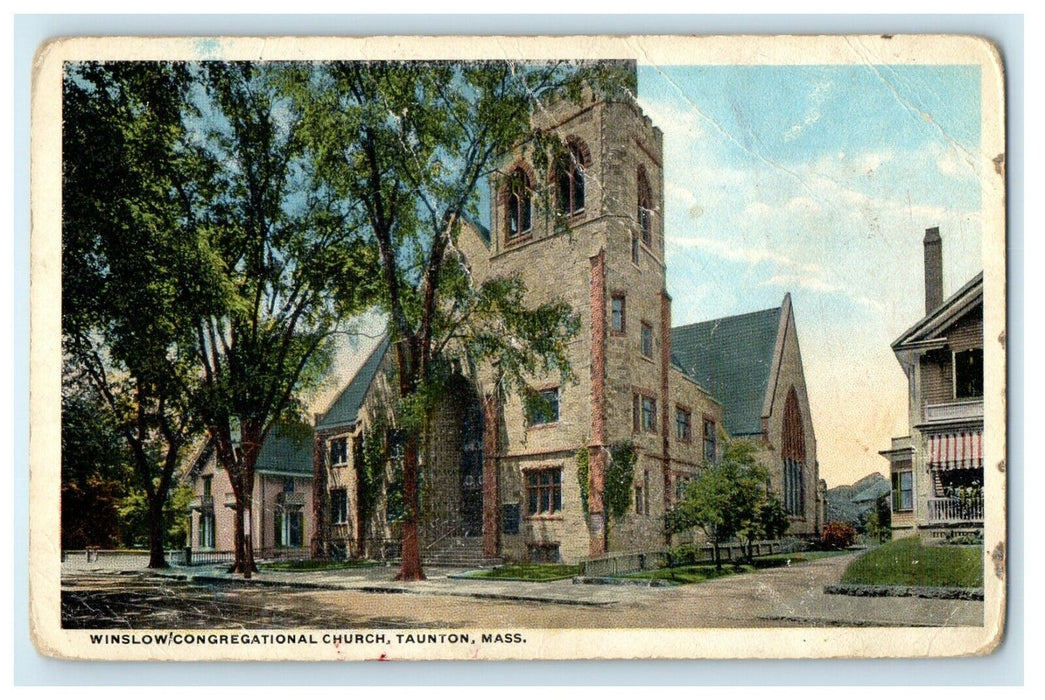 1916 Winslow/Congregational Church, Taunton, Massachusetts MA Antique Postcard