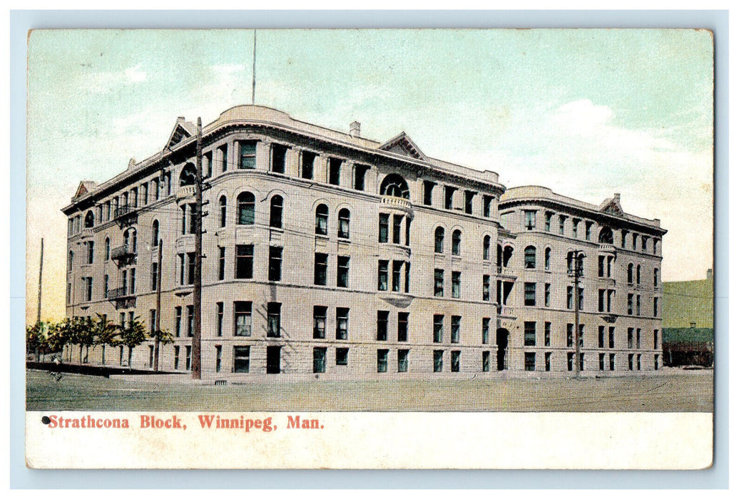 1908 Strathcona Block Winnipeg Manitoba Canada Posted Antique Postcard