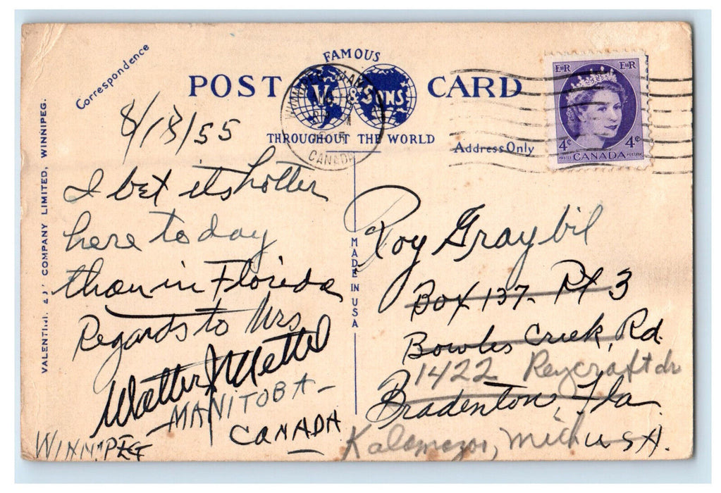 1955 Empire Hotel, Winnipeg Manitoba Canada Posted Vintage Postcard