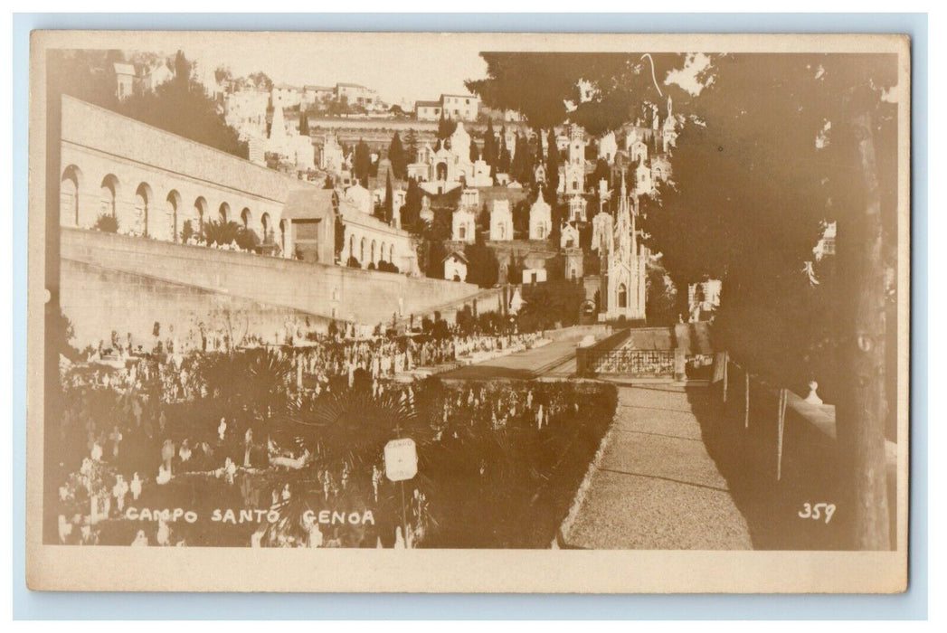 c1920's View Of Campo Santo Genoa Italy RPPC Photo Unposted Vintage Postcard