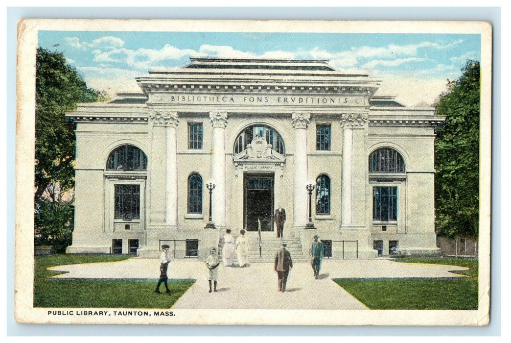 1920 Public Library, Taunton, Massachusetts MA Antique Posted Postcard