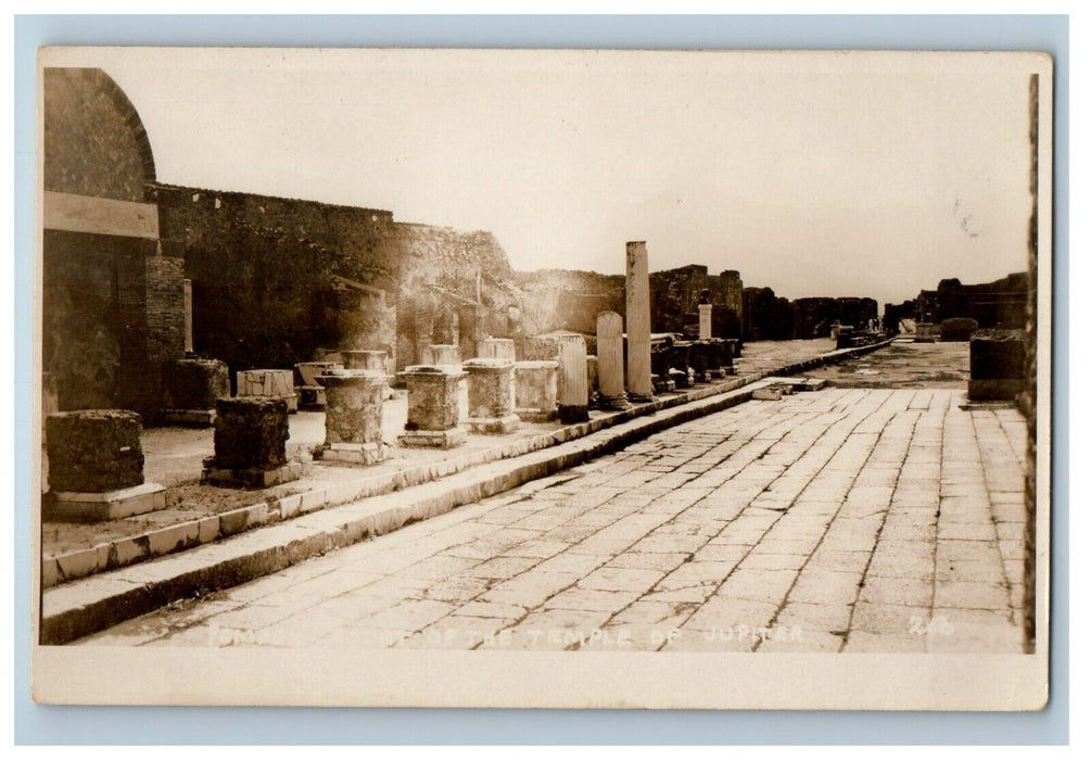 c1920's Pompeii Italy, Temple Of Jupiter RPPC Photo Unposted Vintage Postcard