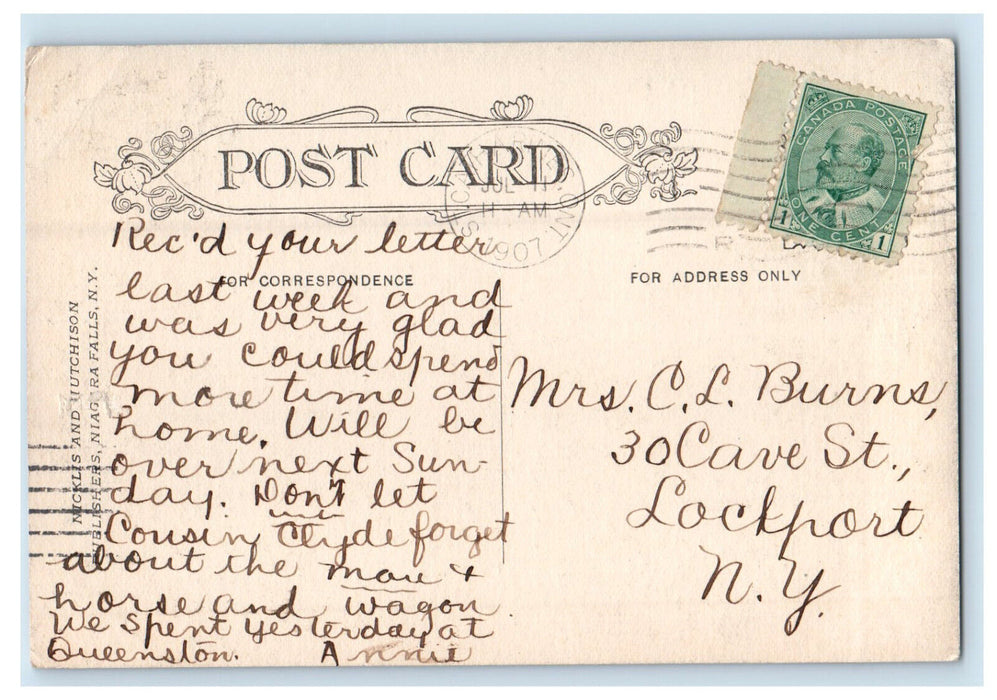 1907 Ruins of First Printing House, Upper Canada Queenston Canada Postcard