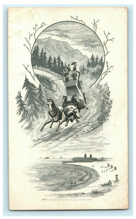 1882 Robinson Eng. Co. Boston Massachusetts Trade Card Carriage Horses Ocean