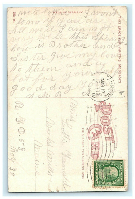 1910 Crowd Scene, Main Street, Taunton, Massachusetts MA Antique Postcard