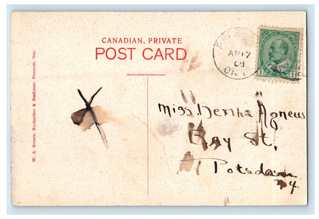 1908 Block House, Prescott Ontario Canada Antique Posted Postcard